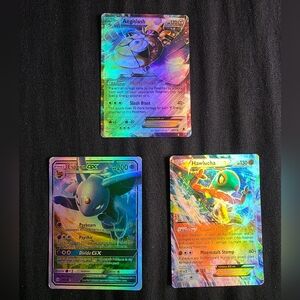 Pokemon Holographic Trading Cards - Purple, Yellow, Blue